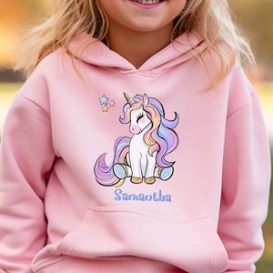Personalized Unicorn Youth Hoodie For Kids, Unicorn Fairytale Pullover Hoodie, Hoodie For Girls, Whimsical Unicorn Hoodie, Magical Gift