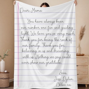 Love Letter Blanket, Gift For Mom From Kids, Handwrittten Letter Blanket for Mom Mother's Day Gift Custom Throw For Dad Or Men Wife Keepsake