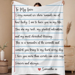 Love Letter Blanket For Boyfriend, Boyfriend Gift, Personalized Gift For Him, Boyfriend Blanket Handwritten Letter Friends Romantic Keepsake