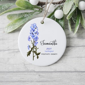 Birth Flower Ornament, Birth Flower Gift, July Flower Definition, Birth Month Meaning Gift For Her, Mother's Day Flower Lover image 1