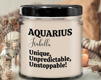 Zodiac Sign Aquarius Definition Gift, Aquarius Candle, Personalized Zodiac Gift With Name, Aquarius Birthday Candle, Zodiac Astrology Gift