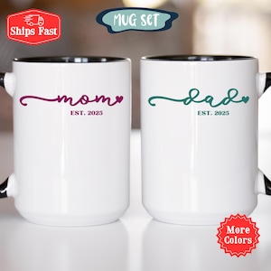 Juego de tazas de regalo para nuevos padres, juego de tazas de café para mamá y papá, regalo para mamá y papá primerizos, regalo para bebé embarazada de nueva mamá, tazas para nuevos padres