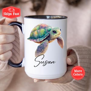 Sea Turtle Mug, Sea Turtle Coffee Cup, Personalized Turtle Mug For Women, Sea Turtle Gift For Girls and Boys, Turtle Décor, Turtle Lover