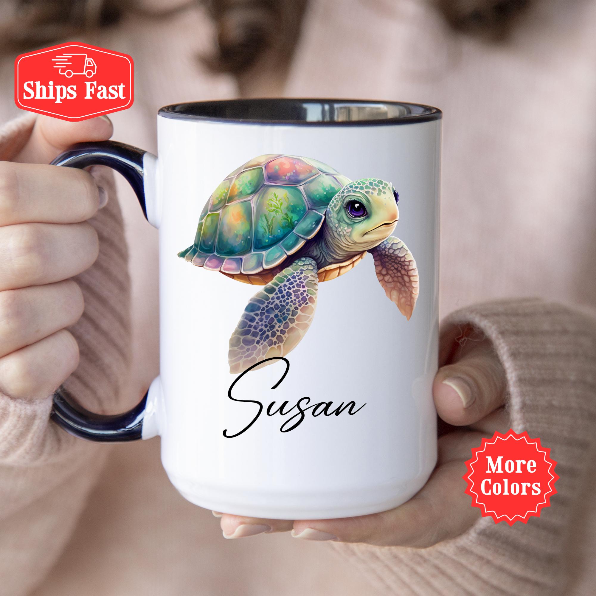 Cape Shore Wave Tea Mug - 16oz Turtle Design Stoneware Cup - Microwave & Dishwasher Safe Gift Mug - View #2