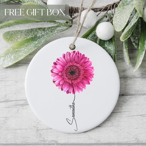 Gerbera Ornament, Personalized Gerbera Daisy Gift For Her, Dark Pink Gerbera Ornament, Flower Lover, Flower Gift For Women and Girls,Gerbera