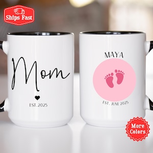 New Mom and Dad Mug Set With Babys Name, Personalized Mom and Dad New Parent Gift, Mom and Dad To Be, First Time Parents Gift Pregnancy Gift
