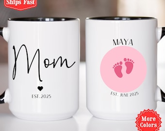 Ensemble de tasses pour papa et maman avec prénom du bébé, cadeau personnalisé pour papa et maman pour nouveau parent, futurs papas, maman pour la première fois, cadeau de grossesse