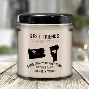 Ferngeschenk, personalisierte Fernbeste Freunde Kerze, Fernfreundschaftskerze, Benutzerdefinierte Geschenk von Zustand zu Zustand, Umzug