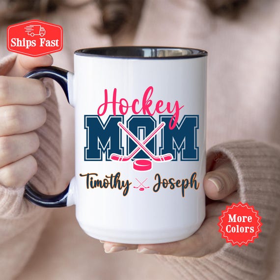 Personalized Hockey Mom Mug With Kids Names, Sports Mom Coffee Mug, Mothers Day Gift From Kids Game Day Mug Hockey Lover Gift For Mom 001752