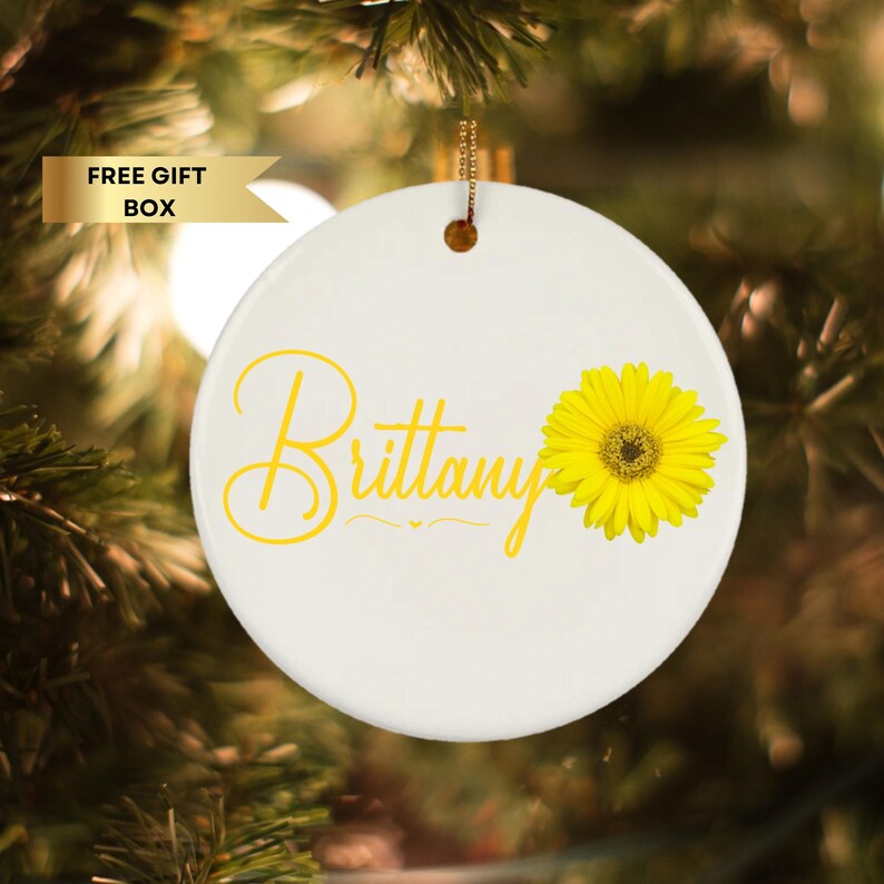Daisy Ornament, Daisy Name Gift, Personalized Flower Ornament, Gerbera