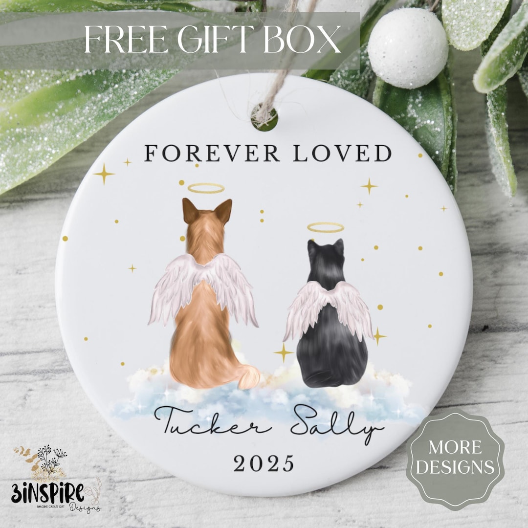 Custom Pet Memorial Ornament, Forever Loved Pet Ornament, Dog Cat Loss ...