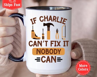 Personalized Dad Coffee Mug, Funny Mug For Dad From Kids Wife, Custom Name Mug, Handyman Coffee Cup For Dad, DIY Dad Gift Fathers Day 001966