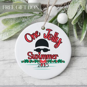 Swimmer Christmas Ornament, One Jolly Swimmer, Gift For Swimmer, Swimmer Keepsake, Swimmer Decoration, Diver Ornament, Athlete Gifts, Swim