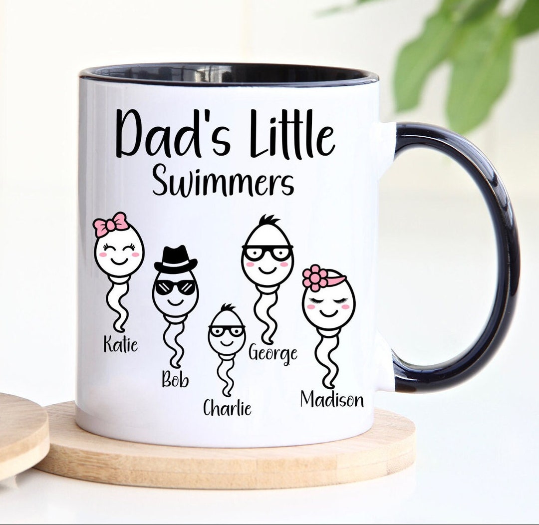 Custom Dad Mug With Kids Names, Funny Dad Little Swimmers Mug, Sperm ...