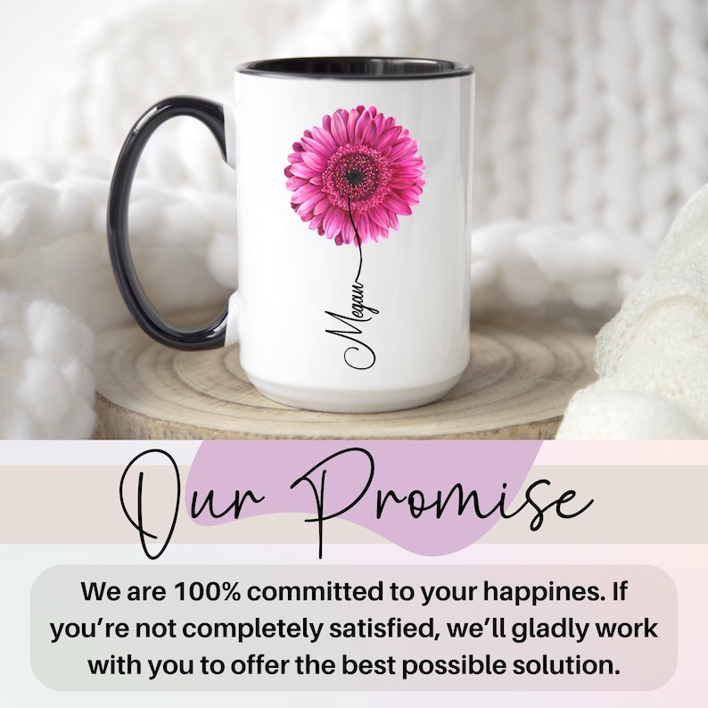 Gerbera-Geschenk, personalisierte Gerbera-Tasse, Gerbera-Geschenke für Sie, Blumenliebhaberin, Gedenkblumengeschenk für Sie, personalisierte Gerbera-Rosa Bild 13