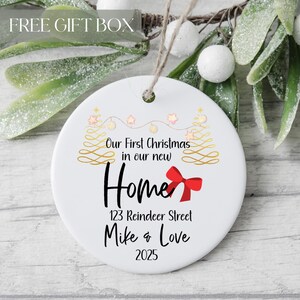 Our First Home Ornament, New Home Gift, Personalized New Home Christmas Ornament New Home With Christmas Trees First House Housewarming Gift