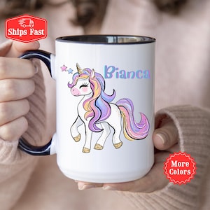 Unicorn Mug For Girls, Personalized Unicorn Coffee Cup With Name, Children Unicorn Gift, Sparkly Unicorn Mug, Unicorn Gift For Kids