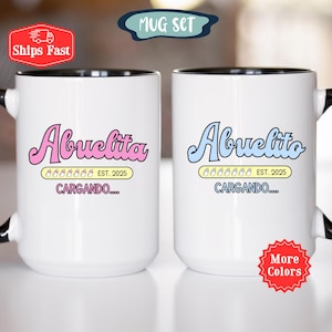 Abeulita and Abuelito Mug Set, New Grandparents Pregnancy Announcement Gift, Spanish Grandparents Est Coffee Mug Set Personalized Baby News