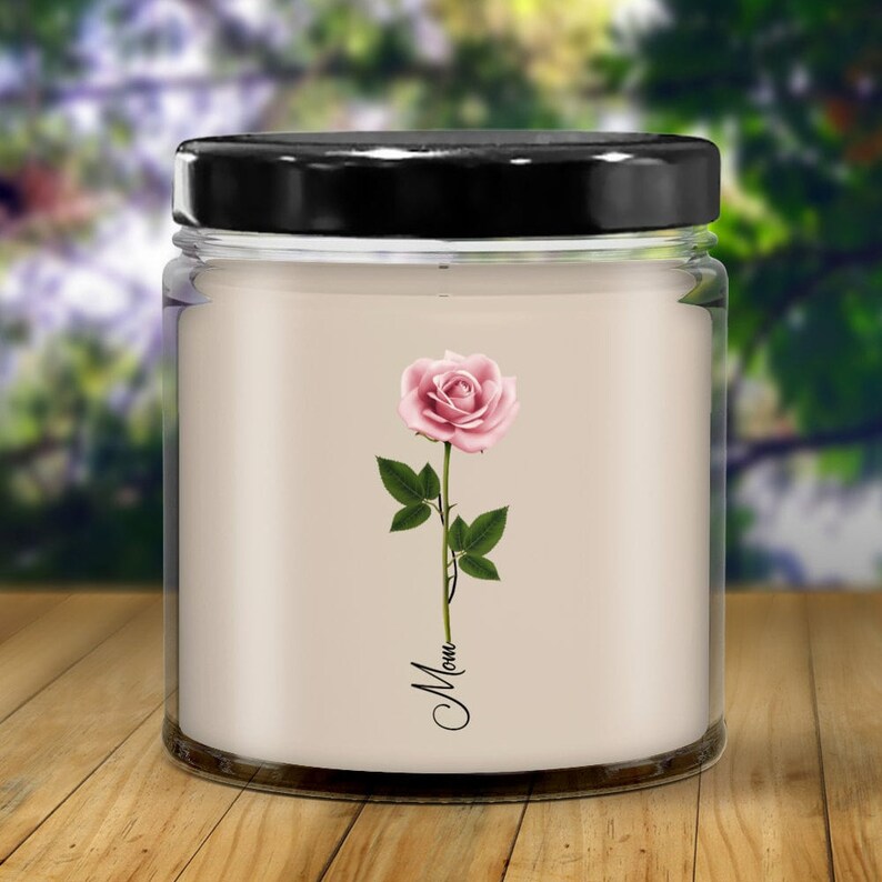 Flower Candle, Pink Rose Candle, Personalized Flower Candle With Name