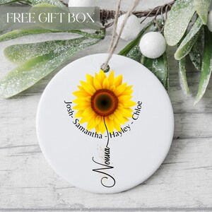 Sonnenblumen Ornament, Name Sonnenblume Ornament, Geschenk für Oma Mama mit Kinder Namen, Geschenk für Mutter, Sonnenblume Dekor, Blumenliebhaber