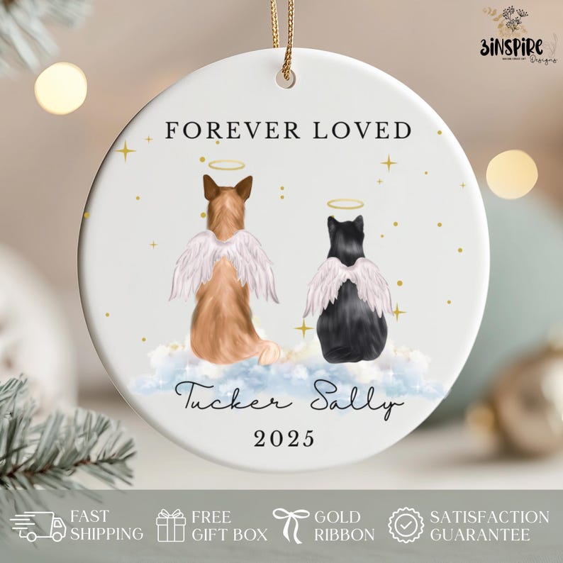 Custom Pet Memorial Ornament, Forever Loved Pet Ornament, Dog Cat Loss ...