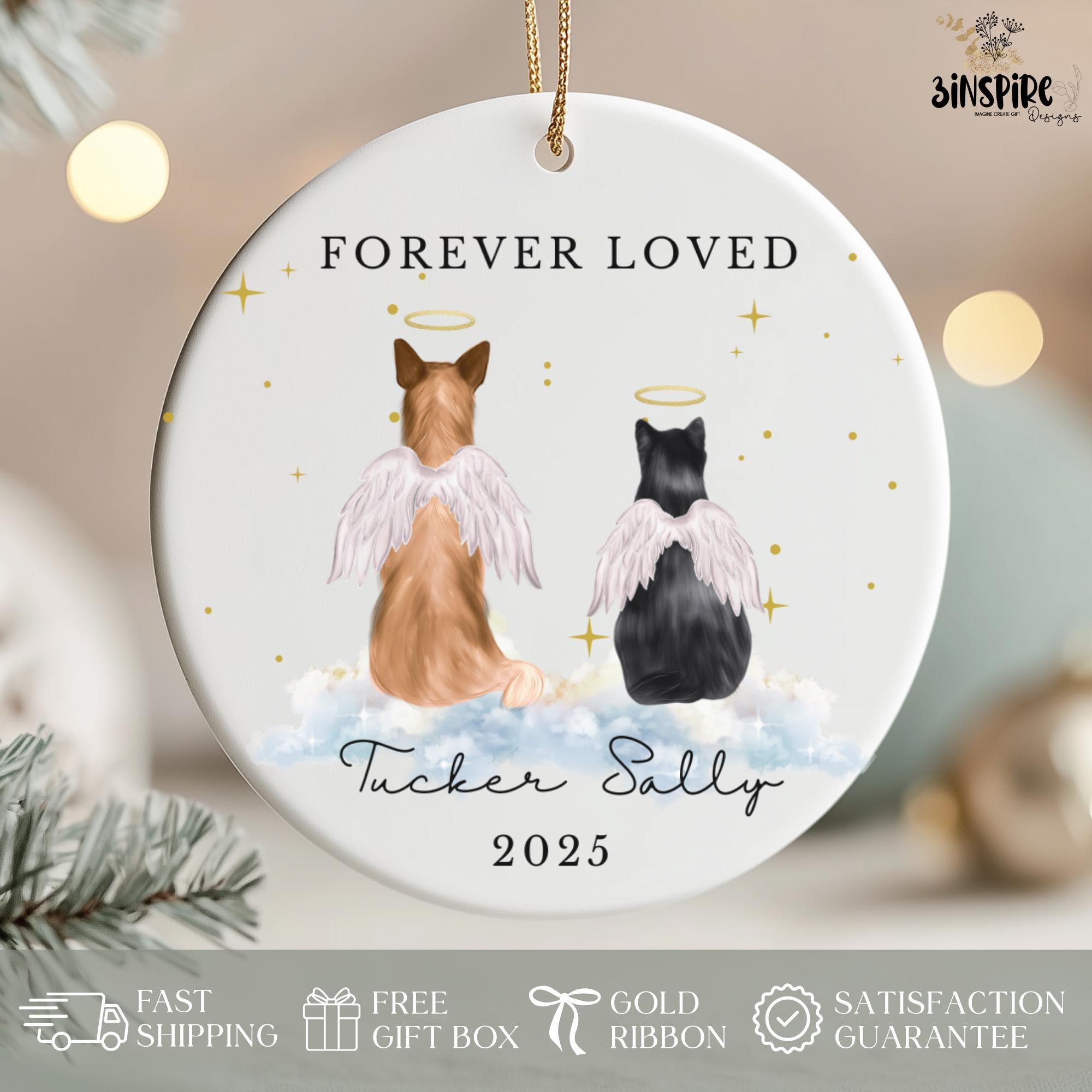 Custom Pet Memorial Ornament, Forever Loved Pet Ornament, Dog Cat Loss ...