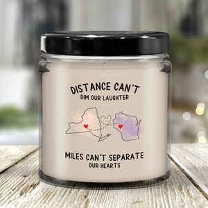 Long Distance Gift, Personalized Long Distance State To State Candle, Long Distance Friendship Gift, Moving Away Gift, Two States Candle