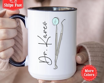 Personalized Dentist Mug with Name, Custom Dentist Coffee Cup, Dentist Gift, Dental Assistant Gift, Dental Hygienist Gifts Dental Grad Gift