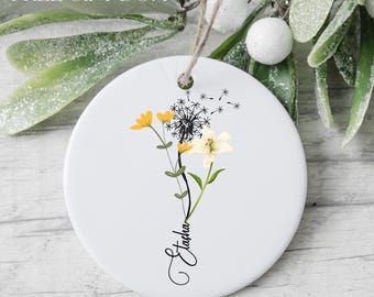 Ornamento floreale personalizzato con nome, ornamento floreale personalizzato, decorazione floreale, ricordo floreale per amico, regalo floreale per il migliore amico