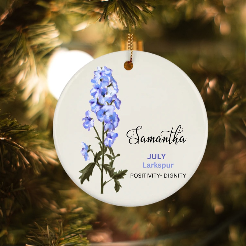 Birth Flower Ornament, Birth Flower Gift, July Flower Definition, Birth Month Meaning Gift For Her, Mother's Day Flower Lover image 2