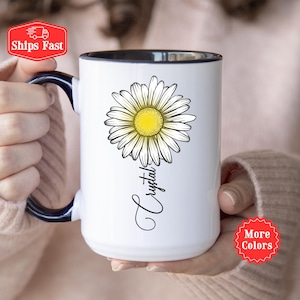 Daisy Mug, Personalized Daisy Coffee Cup, Daisy Gifts For Her, Custom Daisy Mug, Daisy Name Gifts, Flower Lover, Daisy Flower Gift, Flower