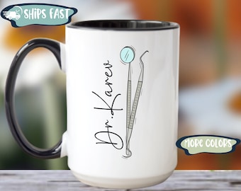 Regalo de dentista, taza de café de dentista personalizada con nombre, regalo de asistente dental, taza de dentista personalizada, regalos de higienista dental regalo de posgrado dental