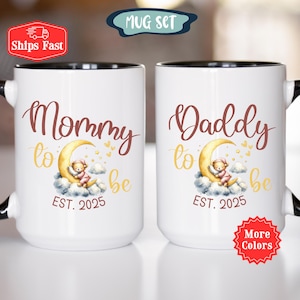 Juego de tazas de regalo para nuevos padres, tazas personalizadas para futuros papás y mamás, regalo para mamás primerizas, regalo para bebés durante el embarazo y nuevos padres.
