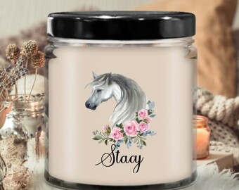 Horse Candle, Horse Gifts For Women, Personalized Horse Candle With Name, Gifts For Horse Lovers, Animal Lover, Horse Lover Gift Candle