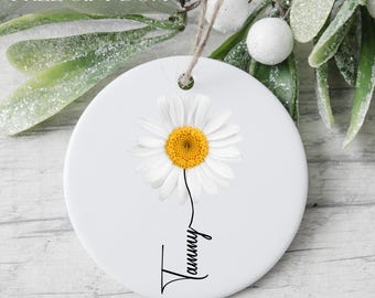Daisy Ornament, Personalized Ornament, Daisy Gifts For Her, Flower Lover, Flower Keepsake, Flower Gifts, Custom Daisy Decoration, Christmas