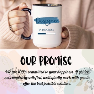 a woman holding a coffee mug with a quote on it