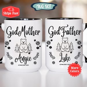 Godfather and Godmother Mug Set, Custom Godparents Mug, Personalized Godparent Gift, Godfather Mugs Godmother Mugs  Christening Proposal Cup