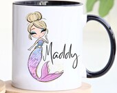 Personalized Mermaid Coffee Mug, Mermaid Coffee Cup, Mermaid Gift For Women and Girls, Mermaid Tail Mug, Mermaid Birthday, Mermaid Tail