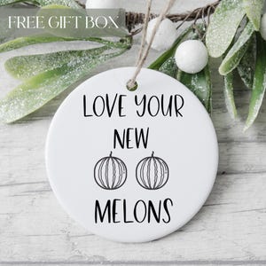 Boobie Ornament, Love Your New Melons Ornament, Funny Plastic Surgery Gift for Her, Breast Implant, Breast Augmentation, For Cancer Patient