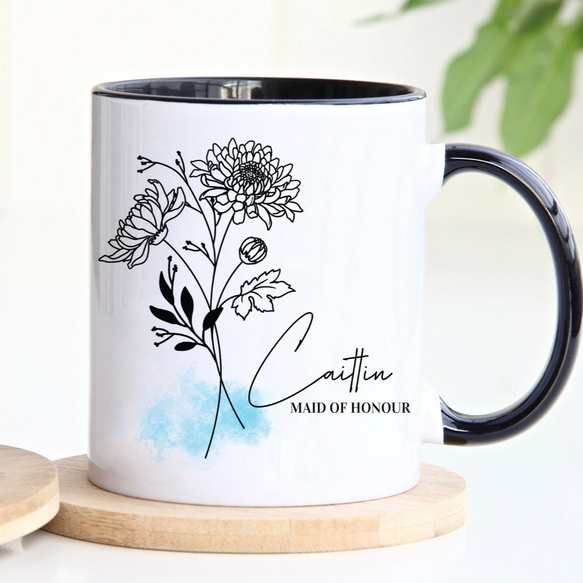 Iced Coffee Glass Cup with Personalized Birth Month Flower and Name - Gift for Her Birthday, Mothers Day Gift, Bridesmaid Gift Ideas from BluChi