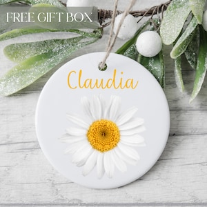 Daisy Ornament, Custom Name Ornament, Personalized Name Christmas Decoration, Gift For Women and Girls, Daisy Keepsake, Flower Lover Gift