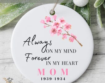 Adorno conmemorativo, adorno navideño personalizado en recuerdo de mamá, regalo por la pérdida de mamá, regalo de condolencia, regalos conmemorativos, regalo de duelo, amado