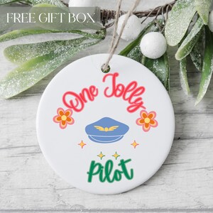 Pilot Christmas Ornament, Pilot Keepsake, Pilot Decoration, One Jolly Pilot Ornament, Airline Pilot, Aviation Specialist Xmas Ornament