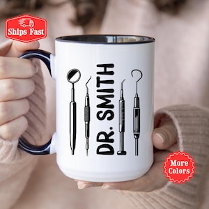 Personalized Dentist Coffee Mug With Name, Dental Assistant Gift, Custom Dentist Mug, Dental Hygienist Gifts Dental Grad Gift, Dentist Tools