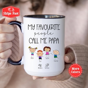 Custom Papa Mug With Kids&#39; Names, Personalized Papa Coffee Cup, Papa Gift From Grandchildren, Papa Gift From Kids, Father&#39;s Day Gift, Papa
