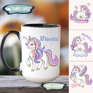 Unicorn Mug For Girls, Personalized Unicorn Coffee Cup With Name, Children Unicorn Gift, Sparkly Unicorn Mug, Unicorn Gift For Kids
