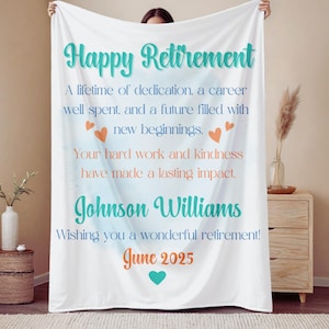 Personalized Retirement Blanket Gift, Farewell Blanket Gift For Women Men Coworker, Happy Retirement Gift, Sentimental Blanket For Colleague