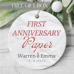 結婚1周年記念のペーパーオーナメント、パーソナライズされた記念日のオーナメントペーパー、結婚記念日の記念品、妻と夫の記念日のオーナメント