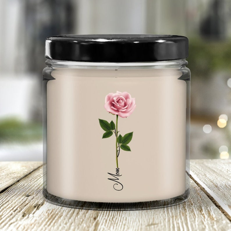 Flower Candle, Pink Rose Candle, Personalized Flower Candle With Name