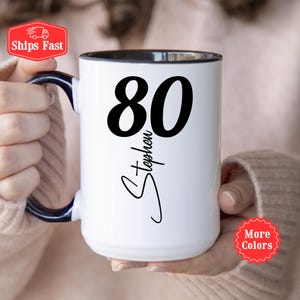 Personalized 80th Birthday Gift For Her Or Him, 80th Birthday Coffee Mug With Name, Custom Mug For 80th Birthday, Happy 80th Birthday